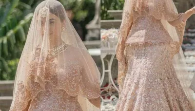  Bride Donned A Unique Fish-Cut Lehenga From Designer, Tarun Tahiliani, Styled It With A Veil   