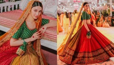 Muslim Bride Wore A Sabyasachi Multi-Coloured Lehenga With No-Makeup For Mehendi Ceremony