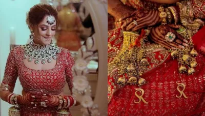  The Manish Malhotra Bride Dazzled In A Red Traditional Lehenga, Styled It With Unique 'Kaleeras'   