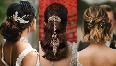  15 Best Bridal Hairstyles For Short Hair: From 'Chand Choti', Wavy Bob To Partly-Braided Hairdo   