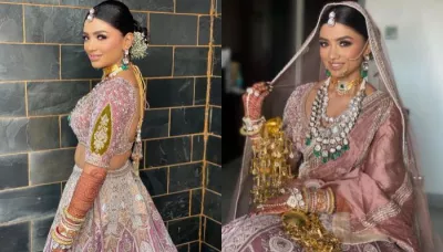 Doctor Bride Stunned In A Peacock Designed Peach Lehenga With Silver And Golden Gotta-Patti Work