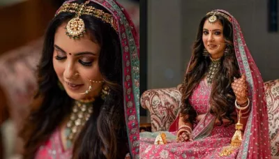 Bride Donned A Pink-Hued Lehenga By Designer, Anita Dongre, Sets Trend With Her Open Tresses