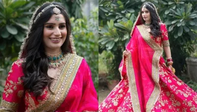  Sabyasachi Bride Radiated Princess Vibes In A 'Rani' Pink-Hued Lehenga And 'Sheesh Patti' On Wedding   