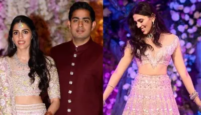  Shloka Mehta's Sangeet Outfit Had Her And Akash's Love Story Embellished On It With 50,000 Crystals   
