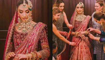  Bride Stunned In Tarun Tahiliani's Rose Pink 'Kashidakari' Lehenga With Intricate 'Jamavar' Motifs   