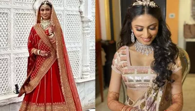 Sabyasachi Bride Wore A Panelled Lehenga On Wedding, Stuns In A Manish Malhtora Outfit On Engagement