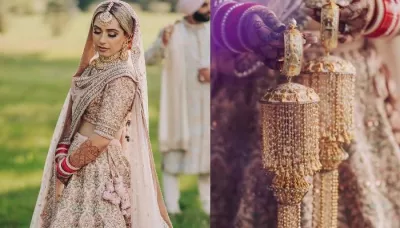  Sabyasachi Bride Wore A Gorgeous Pastel Pink Lehenga With Unique Name And Picture 'Kaleeras'   