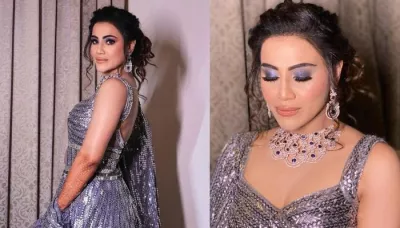 The Bride Dazzled In A Silver Sequinned Manish Malhotra 'Nooraniyat' Lehenga At Her Engagement Party