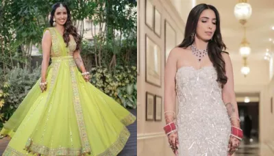 Manish Malhotra Bride Stuns In Green Lehenga At Mehendi, Dons White Gown With 'Chooda' On Reception