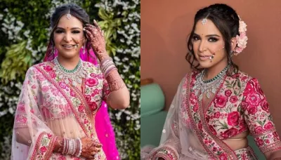 Sabyasachi Bride Stuns In Fuschia Pink Lehenga For Her Summer Wedding, Dons Diamond Jewellery