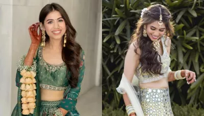  Bride Wears A Green-Hued Anita Dongre Couture For Mehendi, Looks Trendy In Manish Malhotra Lehenga   