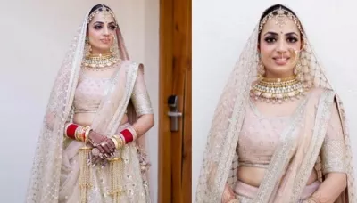  Bride Exudes Princess Vibes In A Pink-Coloured Lehenga From Sabyasachi Heritage Collection   