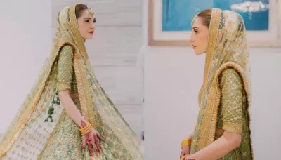  Pakistani Bride Radiated Charm In An Olive Green-Hued Sabyasachi Lehenga 'Choli' At Her Wedding   
