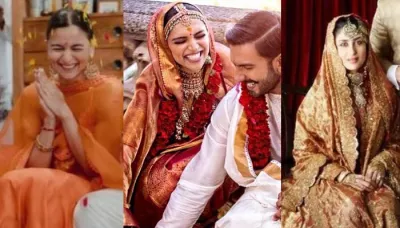  12 Celeb Brides Who Donned Orange Outfits At Their Wedding Festivities: Alia Bhatt To Kareena Kapoor   