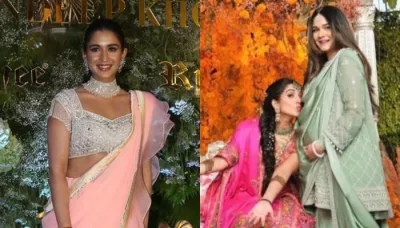 Radhika Merchant's Sister, Anjali Borrowed Her Diamond Choker And Embellished Blouse For A Wedding   