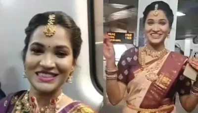  Bengaluru Bride Takes Metro Over Car To Avoid Traffic To Reach Her Wedding Venue   