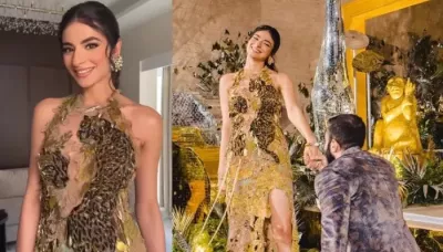  Co-Founder Of Three Ent. Opts For Jungle-Disco Engagement Ceremony, She Dons A 3D Leopard Trail Gown   