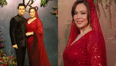  Lin Laishram Donned A Pretty Dual-Toned Saree Worth Lakhs At Her Reception With Randeep Hooda   