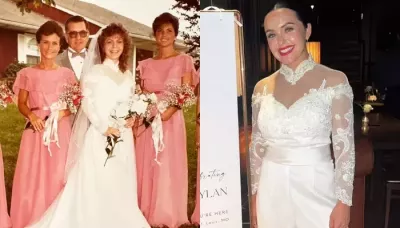  The English Bride Turns Mom's '80s Wedding Outfit Into A Lacy Pant-Suit For Her Pre-Wedding Ceremony   