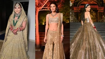  16 Brides Who Wore Golden Ensembles At Their Special Day: From Embroidered Lehenga To Sequin Gown   