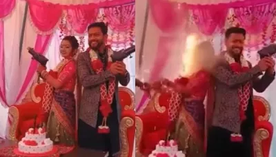  Bride Celebrated Her Wedding With Firecracker Gun And It Backfired Leaving Her Face Badly Injured   