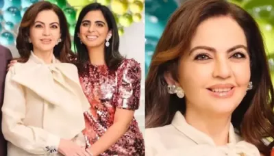  Nita Ambani Wears Gigantic Diamond Boulder Earrings And Unique Butterfly Brooch At NMACC Arts Cafe   