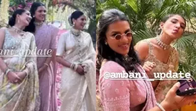 Radhika Merchant Turns Into A Cool Bridesmaid, Dons Floral-Printed Saree With An Embellished Blouse