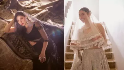 Pakistani Actress, Mahira Khan Turns Muse For Indian Designer, Sawan Gandhi In Sparkly Monochromes