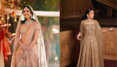  Radhika Merchant Donned A Corset Lehenga Featuring 20,000 Swarovski Crystals From Manish Malhotra   