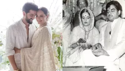  Sonakshi Sinha Stunned In Her Mother, Poonam Sinha's Old Saree And Necklace For Her Wedding   