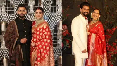  Sonakshi Sinha's 'Sindoor'-Clad Look In A Red Saree Reminds Us Of Anushka Sharma's Wedding Reception   