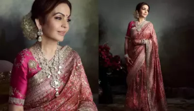  Nita Ambani Picked Manish Malhotra's Brocade Saree With Real 'Chandi' Work For 'Mangal Utsav'   