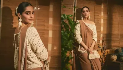  Sonam Kapoor Styled A Rs. 47K Backless Crochet Top With A Saree For BFF, Masaba Gupta's Baby Shower   