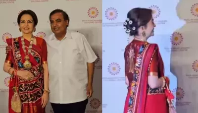  Nita Ambani Dons Radha-Krishna Inspired Blouse With A Patola Saree, Wishes 'Happy Ganpati' To Paps   