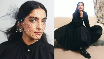 Sonam Kapoor Dons A Black Dior Dress At Paris Fashion Week, Creates Goth Glam With Corset And Boots   