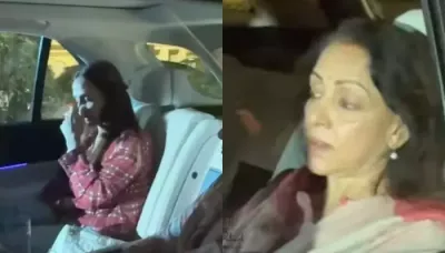  Emotional Esha Deol And Hema Malini Controlling Their Tears Spotted After Visiting Dharmendra   