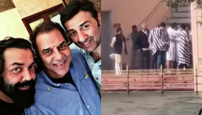  Sunny Deol And Bobby Deol Turn Emotional After Immersing Father, Dharmendra's Ashes In Ganga   