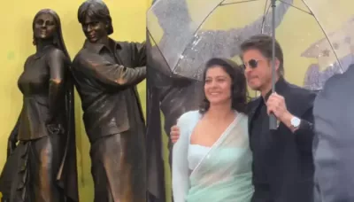  SRK And Kajol's Fans Wait For 2 Hours As They Unveil DDLJ's Bronze Statue In London   