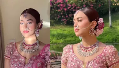  Tarun Tahiliani's Bride Dazzles In Soft Pink Lehenga, 'Chooda', 'Gajra' Amped With Soft Glam Makeup   