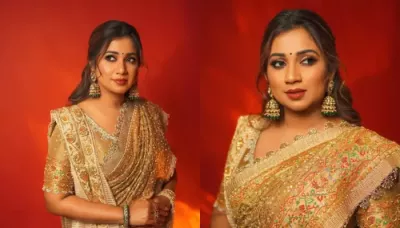 Shreya Ghoshal Exudes Royalty In Bandhani Silk Saree By Abu Jani Sandeep, Draped In Bengali Style