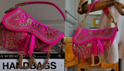  Rare 'Gota Patti' Dior Bag With Mirror-Work And A 'Nath'-Style Chain, Bright Pink-Hue Steal The Show   