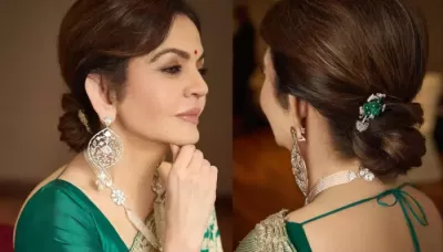  Nita Ambani Exudes Pure Elegance In Hand-Woven Banarasi Saree, Ties Hair With Diamond-Gold Brooches   