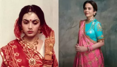  Nita Ambani Re-Wears Wedding Armlet Which Belonged To Her Mother, Grandmother, With Gharchola Saree   