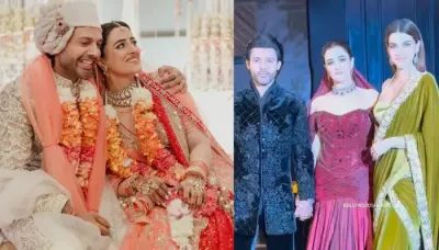  Kriti Sanon Wore Green-Hued Saree For Sister, Nupur Sanon's Reception, Bride Slips In Red Gown   