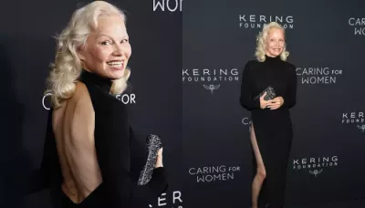 Pamela Anderson Wears A Bold Backless Dress With Hip-High Side Slit At The Age Of 59