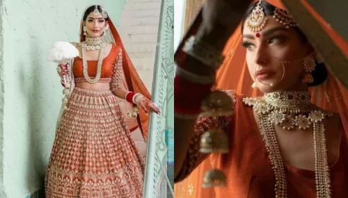 This Bride Stunned Everyone Wearing A Burnt Orange Hued Lehenga By Anita Dongre On Her Wedding
