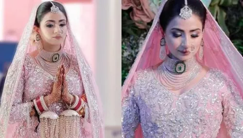 Bride Wore A Unique Pink 'Anarkali' From Manish Malhotra For Her 'Anand Karaj' Ceremony
