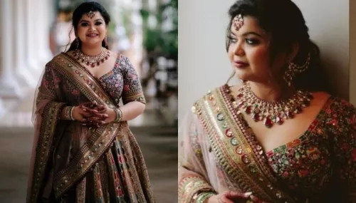 Plus-Size Bride Wore A Unique-Coloured Lehenga From Sabyasachi, Ditched The 'Dupatta' On Head