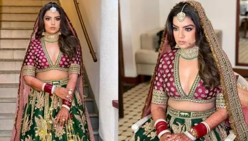 Sabyasachi Bride Stuns In A Royal Green Lehenga, Contrasts It With Embellished Magenta 'Choli'