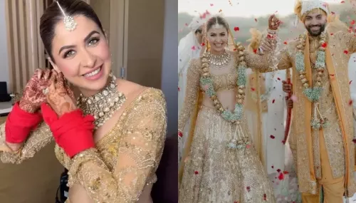 Malvika Raaj Wore A Golden Lehenga For 'Shaadi', Wore Unique Golden Varmala And Butterfly 'Kaleeras'